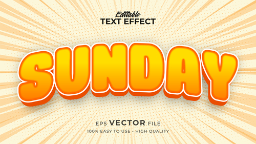 Sunday editable text effect vector