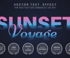 Sunset editable font text design vector