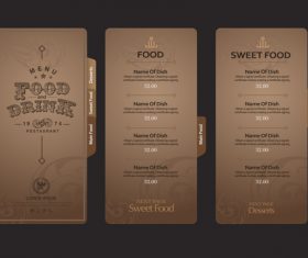 Sweet food menu card vector