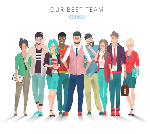 Team cartoon illustration vector free download