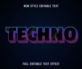 Techno editable text effect vector