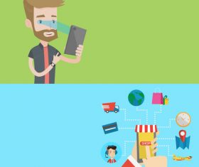 Technology life cartoon illustration vector