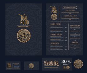 Thai food menu cover vector