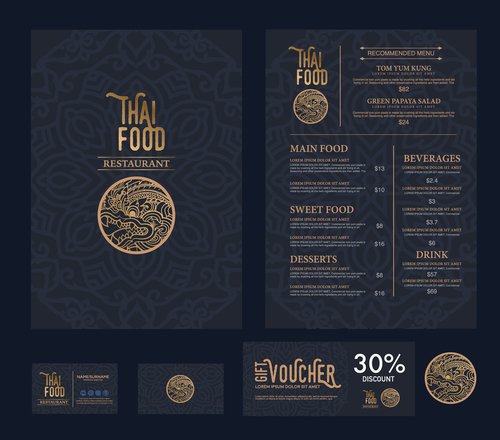 Thai food menu cover vector