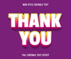 Thank you editable text effect vector
