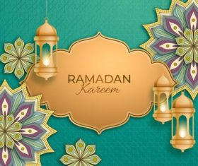 The art of paper-cut Ramadan Kareem card vector