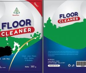 Three-color floor cleaner packaging vector