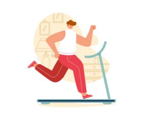Treadmill exercise cartoon illustration vector
