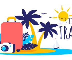 Tropical travel illustration vector