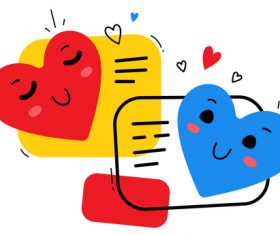 Two heart shaped cartoon illustration vector
