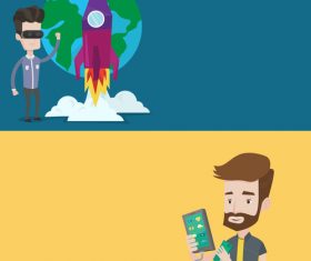 VR technology cartoon illustration vector