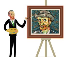 Van gogh painter illustration vector