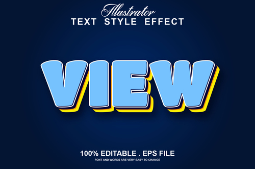 View editable text style effect vector