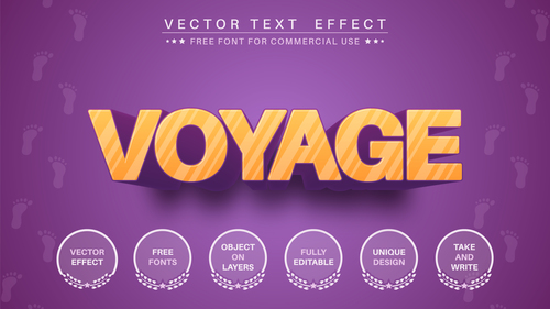 Voyage editable font text design vector
