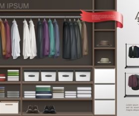 Wardrobe realistic 3d illustration vector