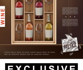 Wine alcohol realistic 3d illustration vector