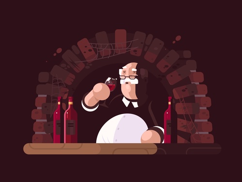 Wine lovers cartoon illustration vector