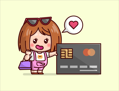 Woman and credit card cartoon icon vector
