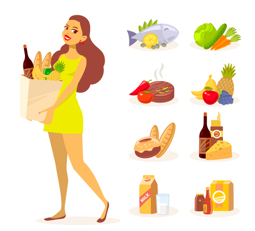 Woman and food vector