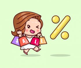Woman and sale cartoon icon vector