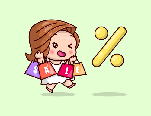 Woman and sale cartoon icon vector