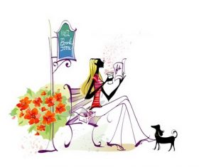 Woman in the park illustration vector