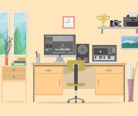 Workspace composer illustration background vector