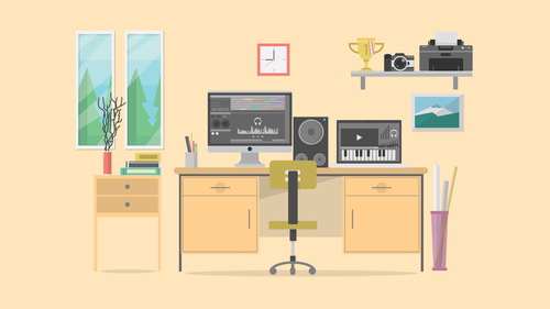 Workspace composer illustration background vector