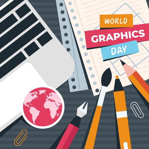 World Graphic day painted illustration flat design vector