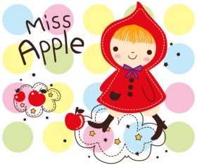 miss apple cartoon doodle vector