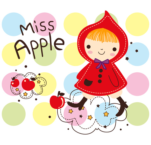 miss apple cartoon doodle vector