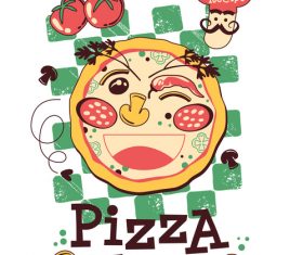 pizza time doodle vector