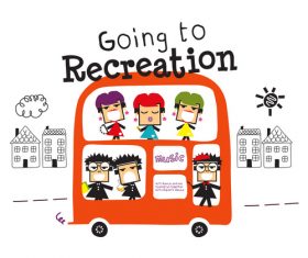 recreation bus cartoon doodle vector