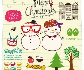 snowmen love you doodle vector