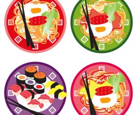 spicy noodles doodle vector