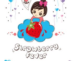 strawberry fever doodle vector