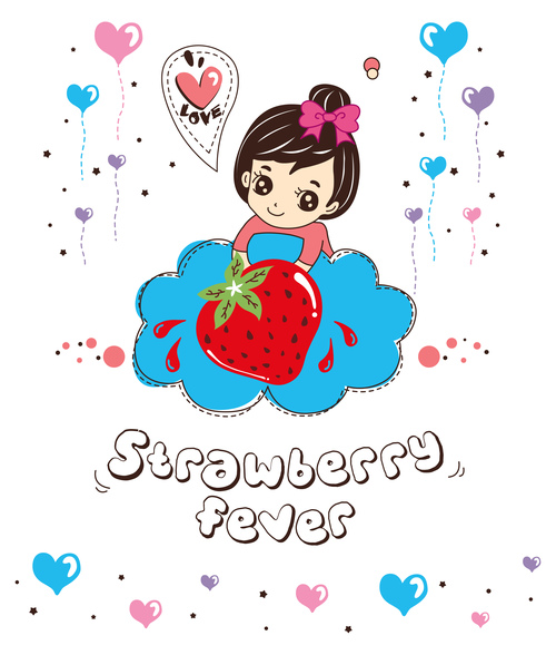 strawberry fever doodle vector