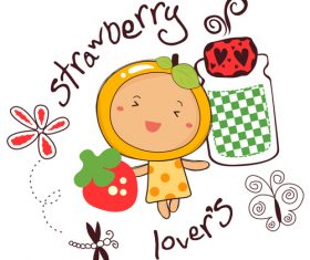 strawberry lover doodle vector