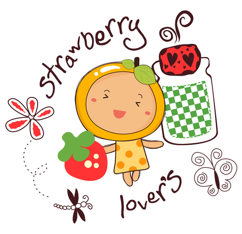 strawberry lover doodle vector