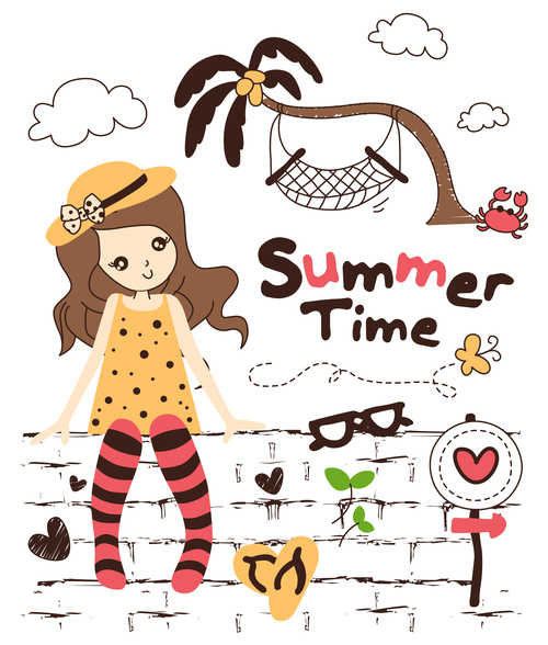 summer time doodle vector