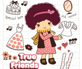 true friends doodle vector