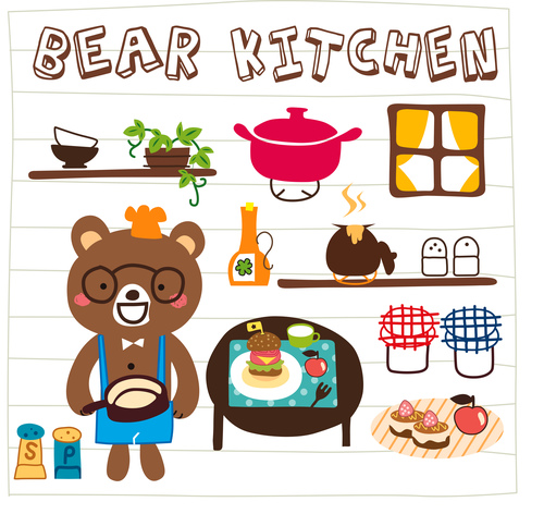 uncle bear in the kitchen doodle cartoon