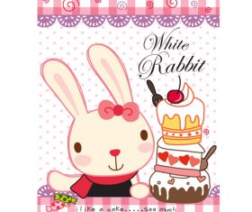 white rabbit cartoon doodle vector