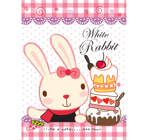 white rabbit cartoon doodle vector