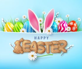 3d realistic greeting card happy easter vector