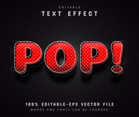 3d red pop art text effect vector
