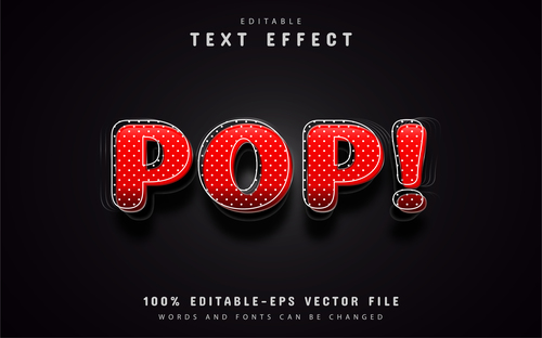 3d red pop art text effect vector