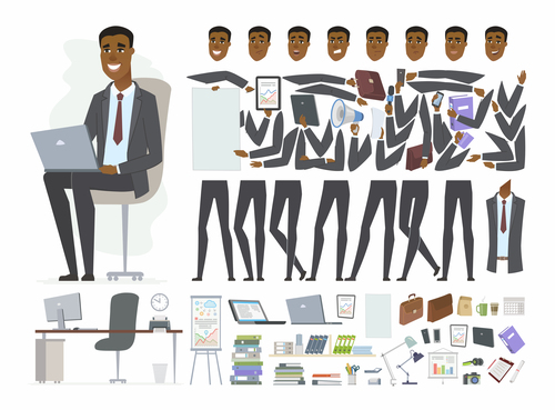African businessman character constructor vector