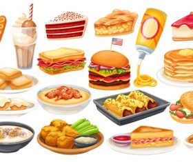 American food element icons for design vector