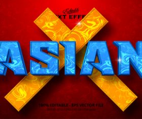 Asian 3d effect text design vector